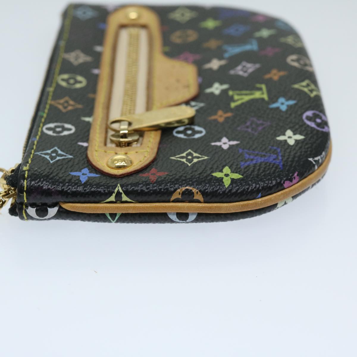 LOUIS VUITTON Multicolor Pochette MM Coin Purse Black M60031 LV Auth 69187