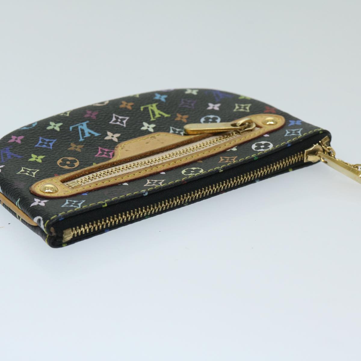 LOUIS VUITTON Multicolor Pochette MM Coin Purse Black M60031 LV Auth 69187