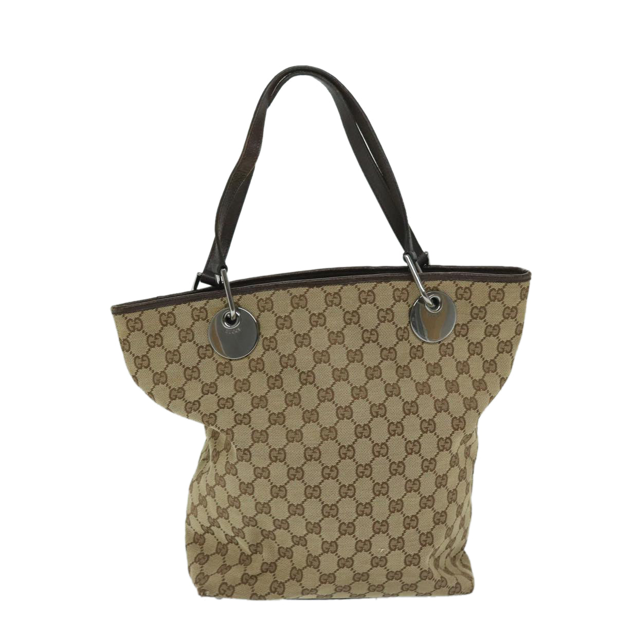 GUCCI GG Canvas Shoulder Bag Beige 120836 Auth 69198