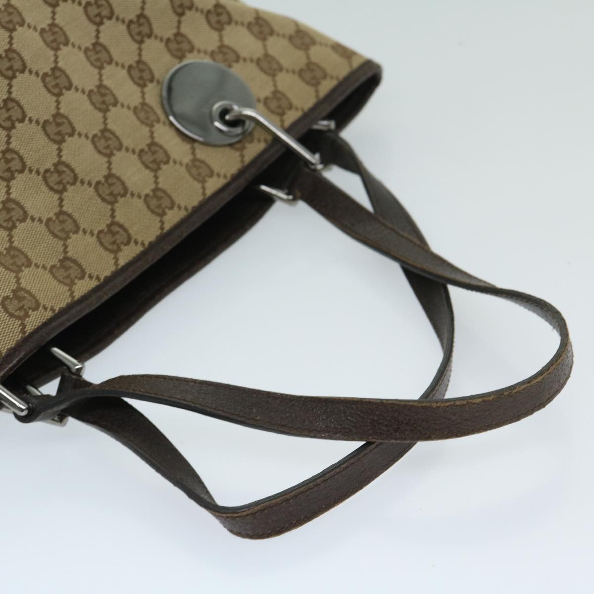 GUCCI GG Canvas Shoulder Bag Beige 120836 Auth 69198