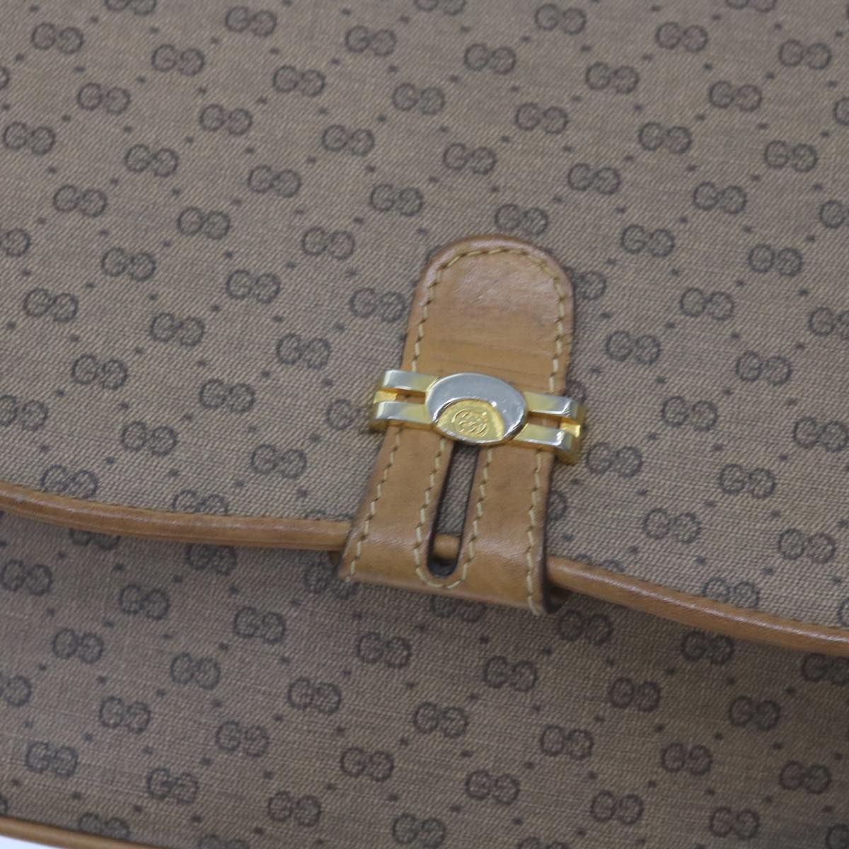 GUCCI Micro GG Supreme Shoulder Bag PVC Beige Auth 69206