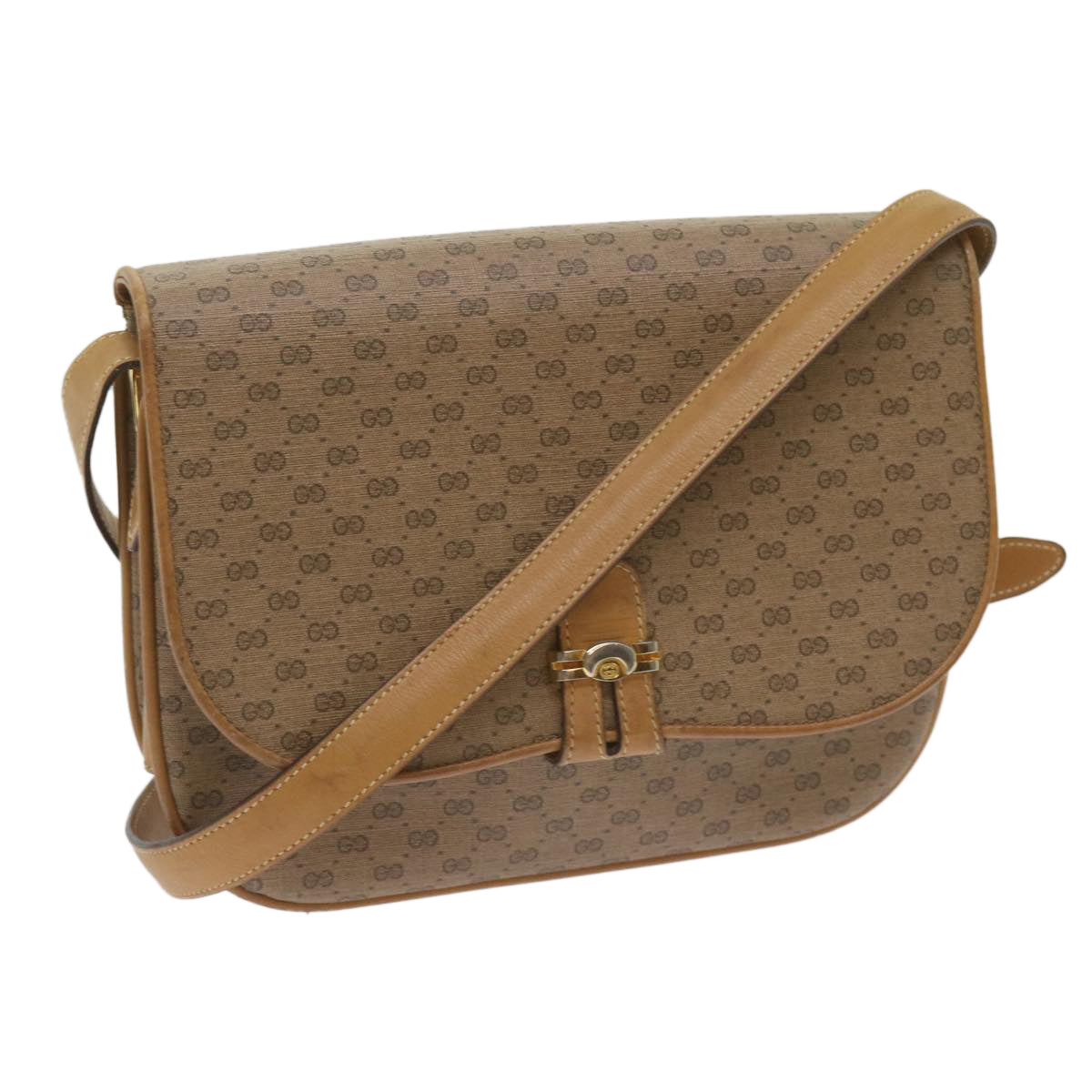 GUCCI Micro GG Supreme Shoulder Bag PVC Beige Auth 69206