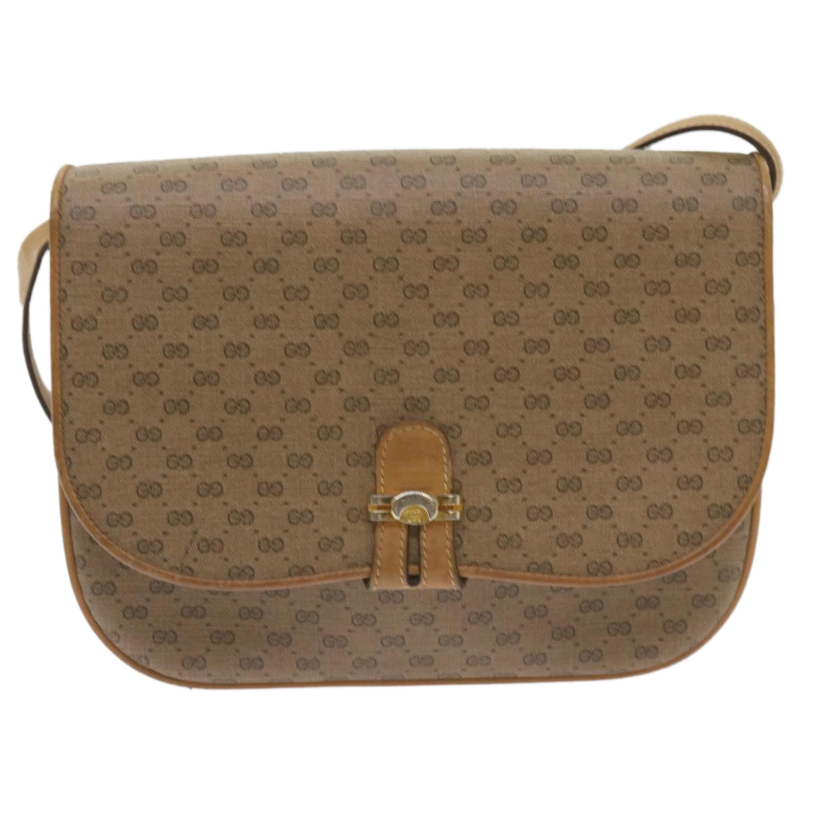 GUCCI Micro GG Supreme Shoulder Bag PVC Beige Auth 69206