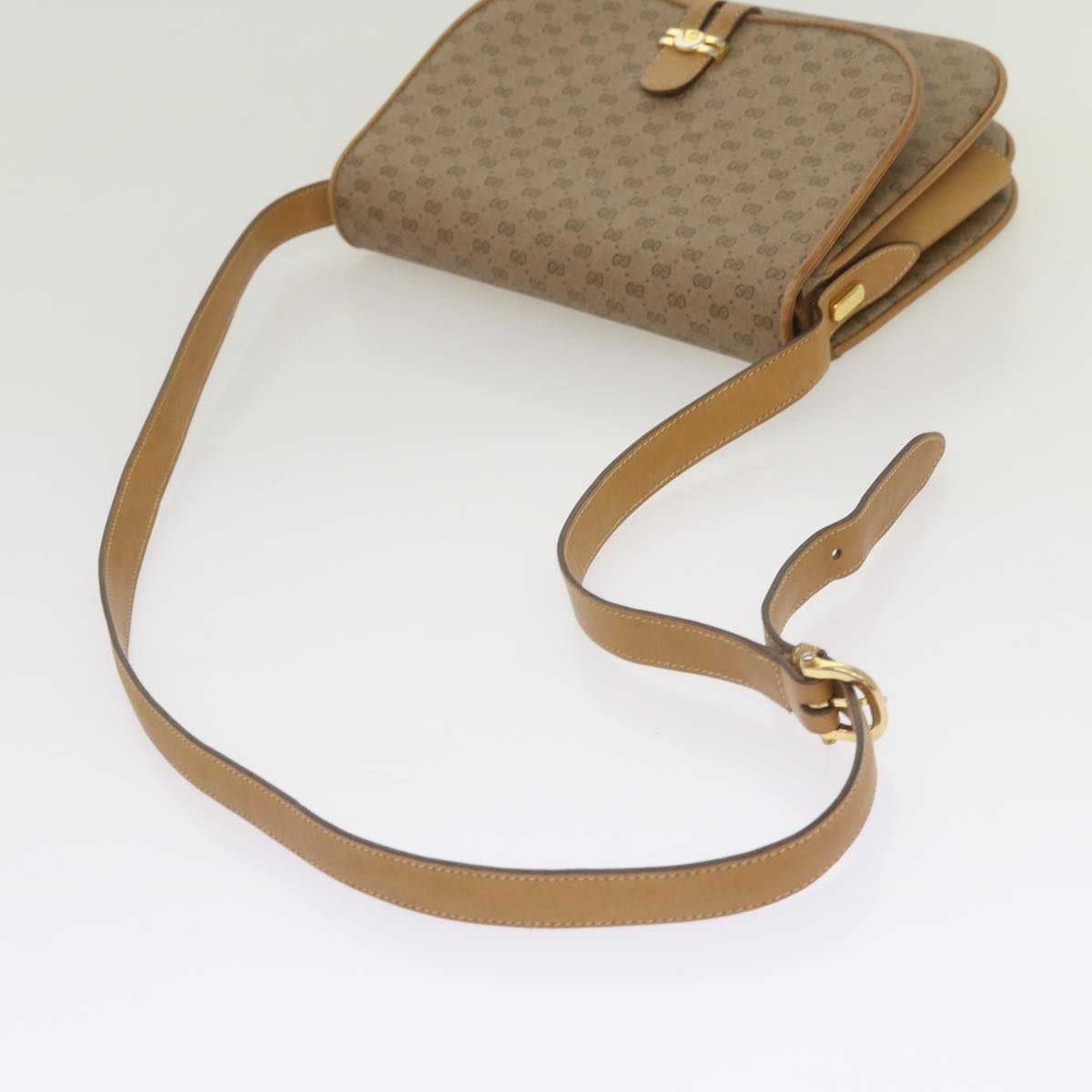 GUCCI Micro GG Supreme Shoulder Bag PVC Beige Auth 69206