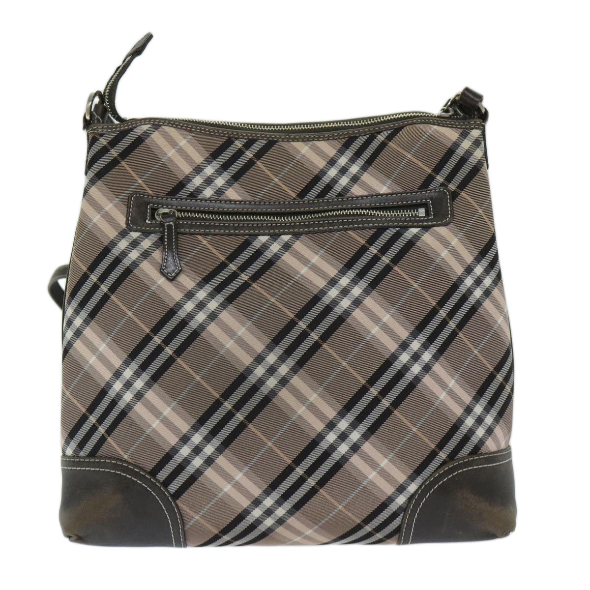 BURBERRY Nova Check Blue Label Shoulder Bag Canvas Pink Brown Auth 69207