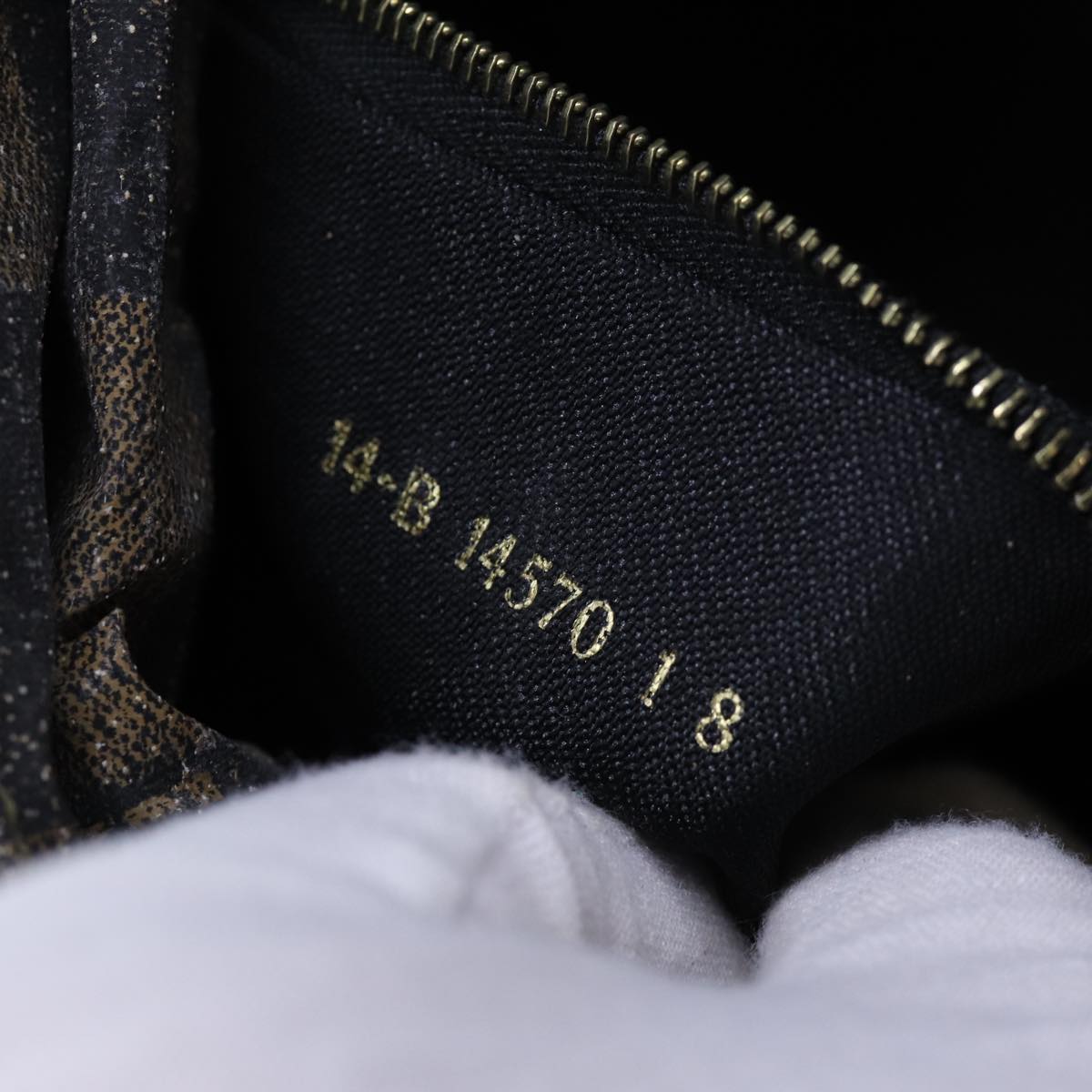 FENDI Pecan Canvas Hand Bag 2way Brown Black Auth 69215