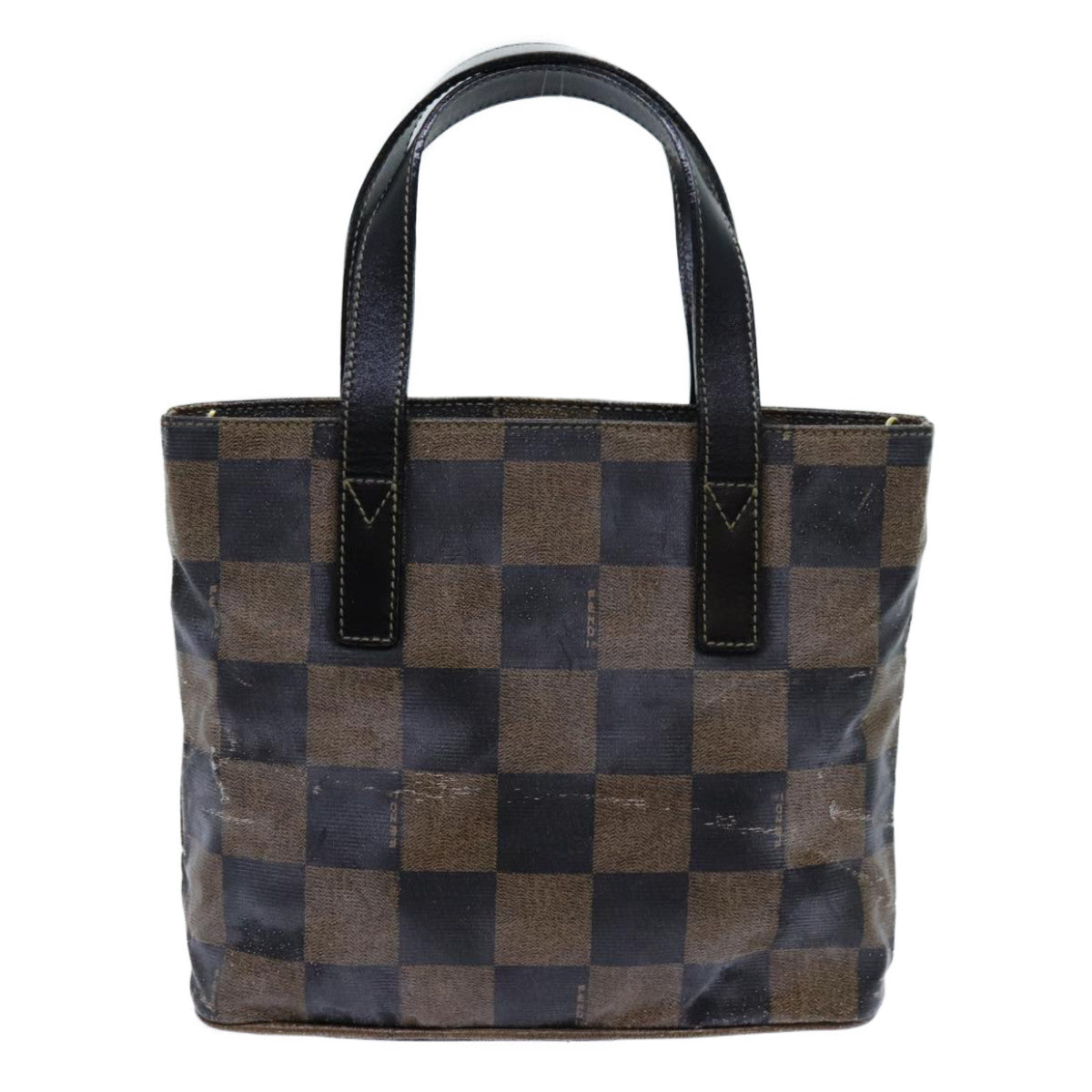 FENDI Pecan Canvas Hand Bag 2way Brown Black Auth 69215