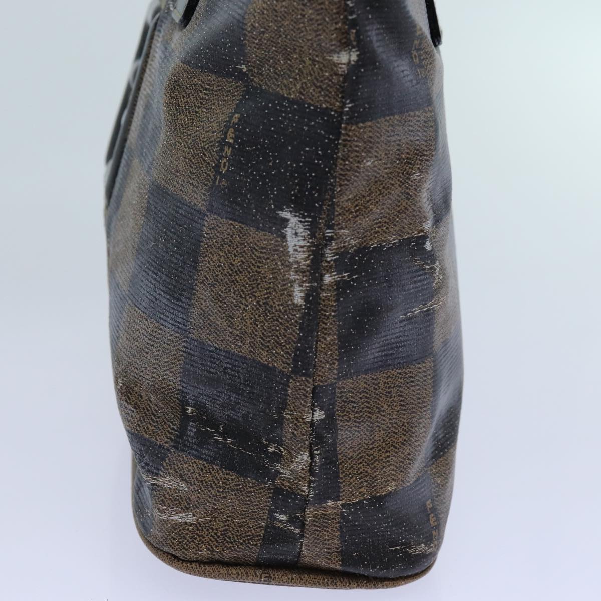 FENDI Pecan Canvas Hand Bag 2way Brown Black Auth 69215