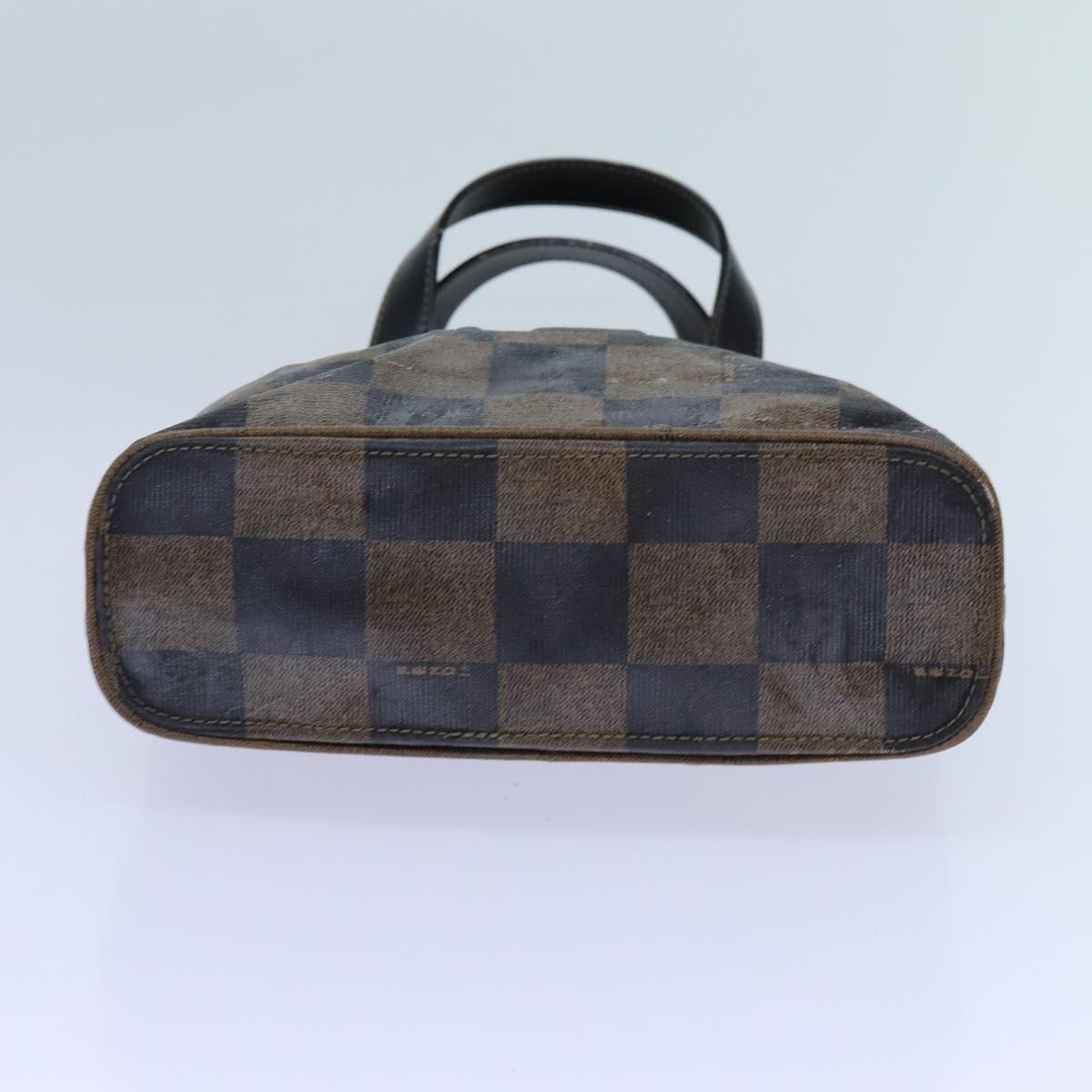 FENDI Pecan Canvas Hand Bag 2way Brown Black Auth 69215