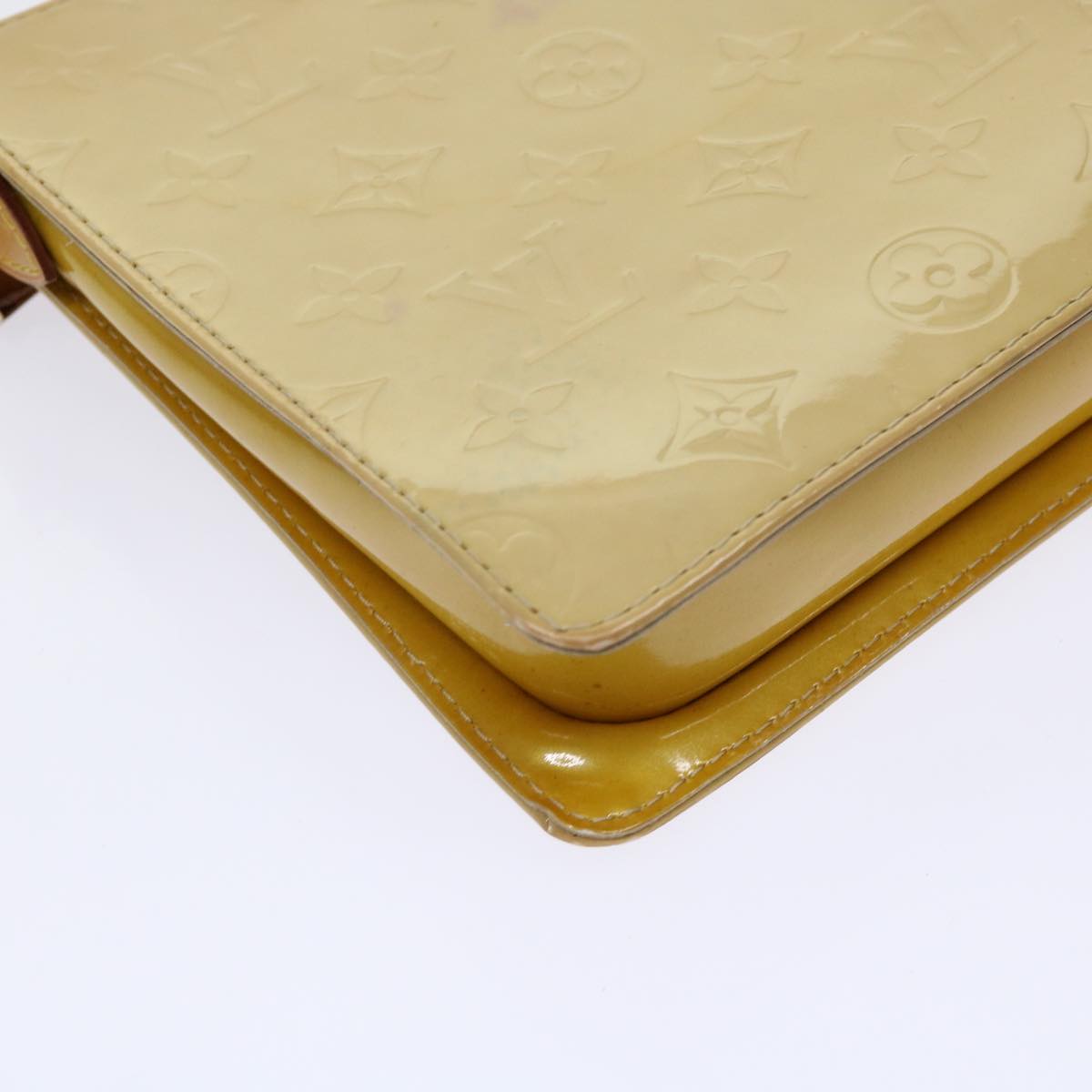 LOUIS VUITTON Monogram Vernis Motto Accessory Pouch Beige M91136 LV Auth 69248