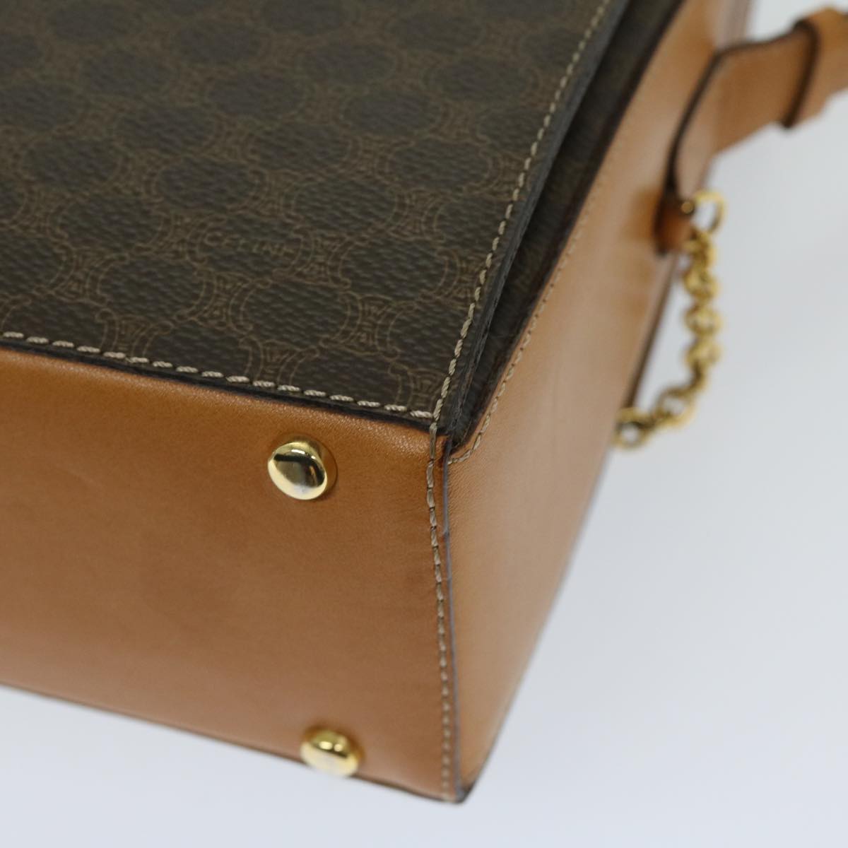 CELINE Macadam Canvas Shoulder Bag PVC Brown Auth 69278