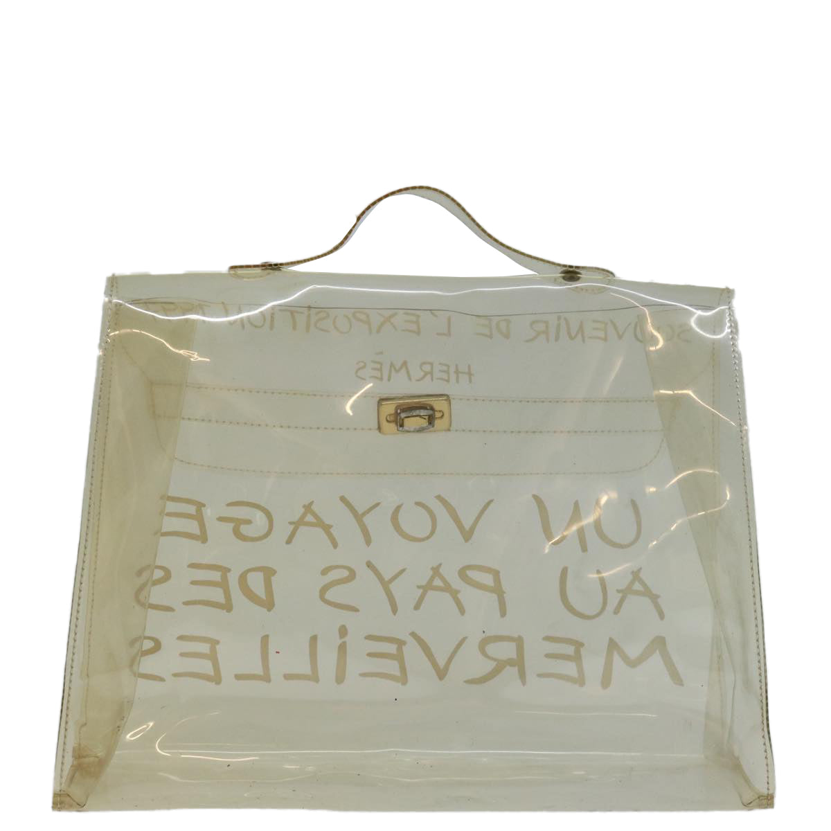 HERMES Vinyl Kelly Hand Bag Vinyl Clear Auth 69325