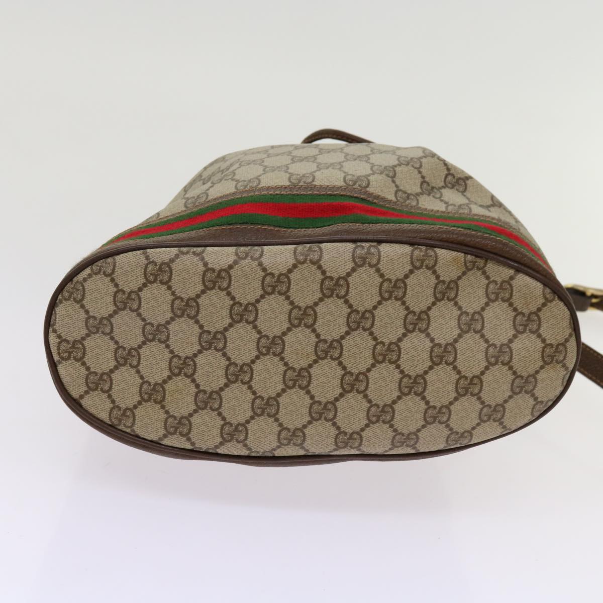 GUCCI GG Supreme Web Sherry Line Shoulder Bag PVC Beige Red 40 02 085 Auth 69330