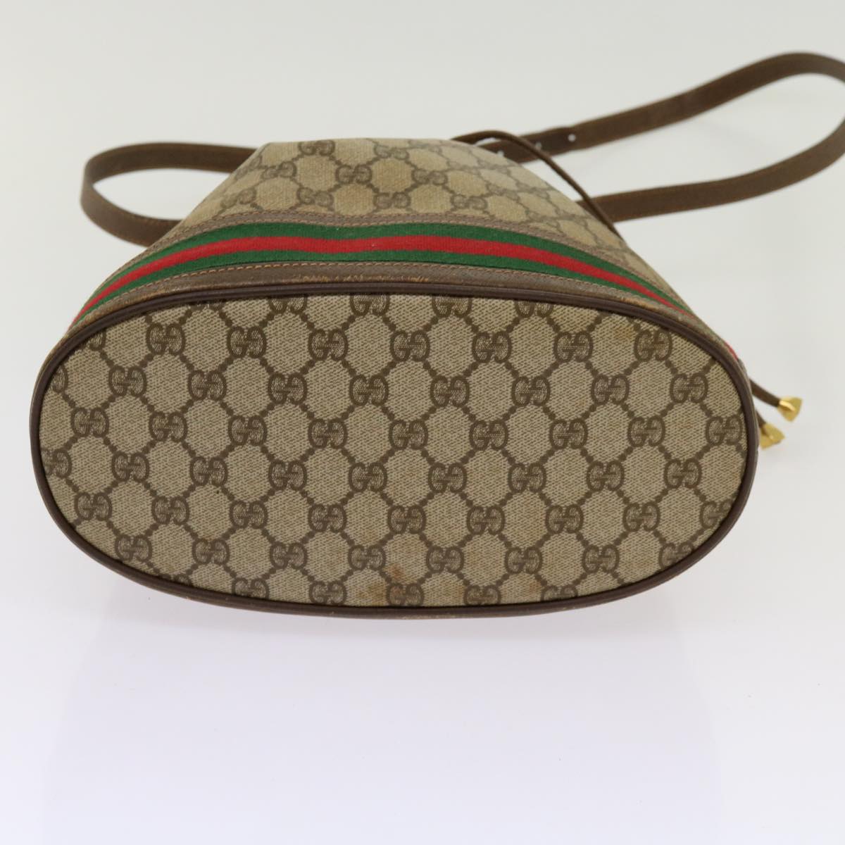 GUCCI GG Supreme Web Sherry Line Shoulder Bag PVC Beige Red 40 02 085 Auth 69331