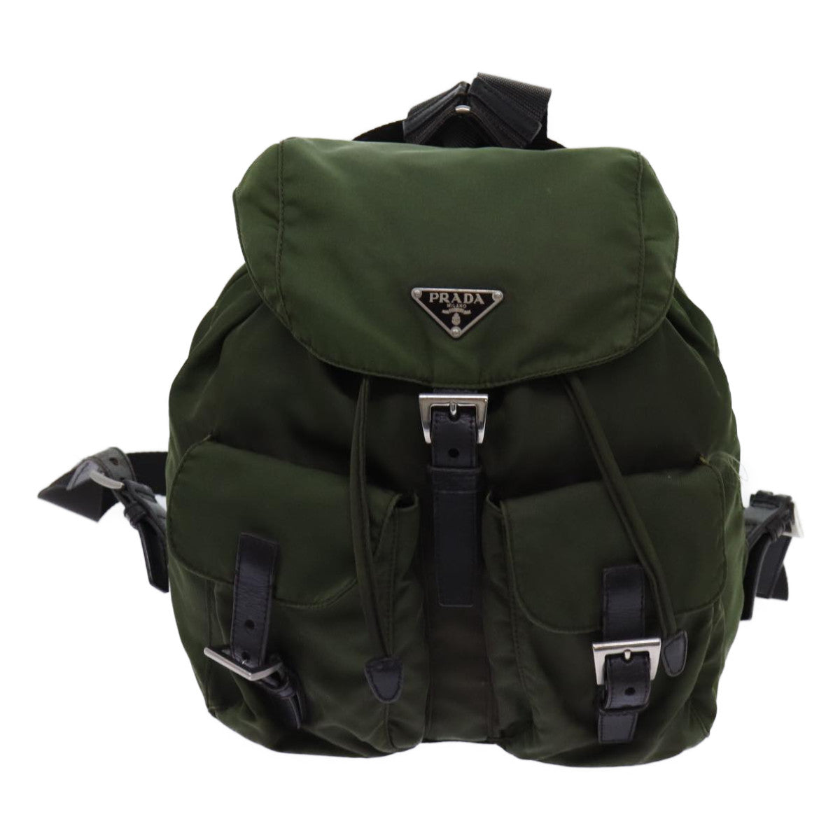 PRADA Backpack Nylon Khaki Auth 69344