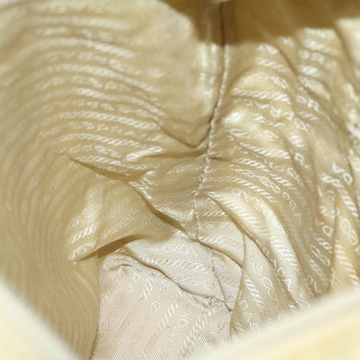 PRADA Shoulder Bag Nylon Cream Auth 69347