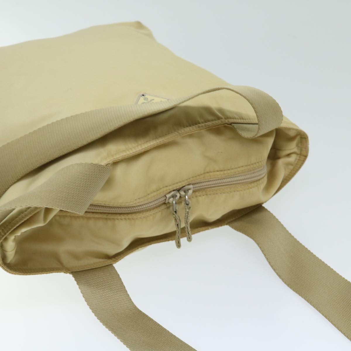 PRADA Shoulder Bag Nylon Cream Auth 69347
