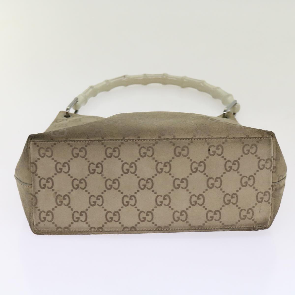 GUCCI GG Canvas Bamboo Shoulder Bag Gray 001 2058 3007 Auth 69361