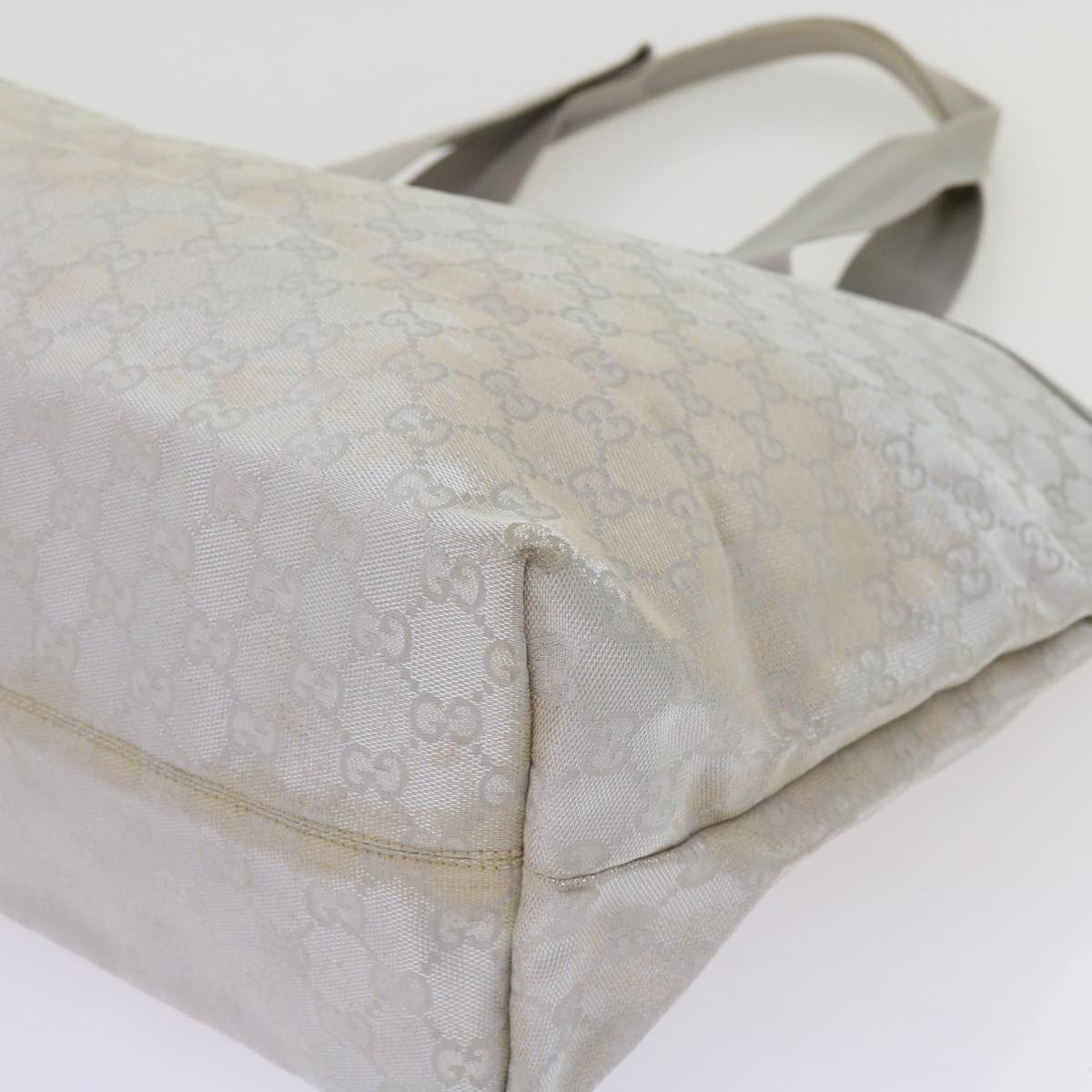 GUCCI GG Canvas Tote Bag Outlet Silver 267474 Auth 69367