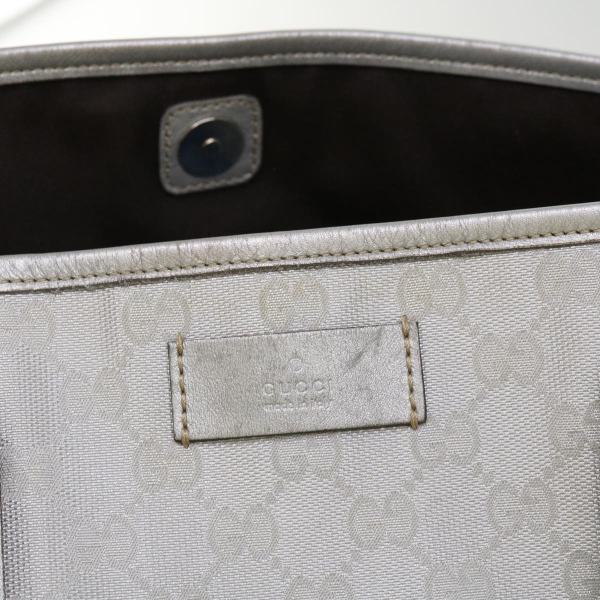 GUCCI GG Canvas Tote Bag Outlet Silver 267474 Auth 69367