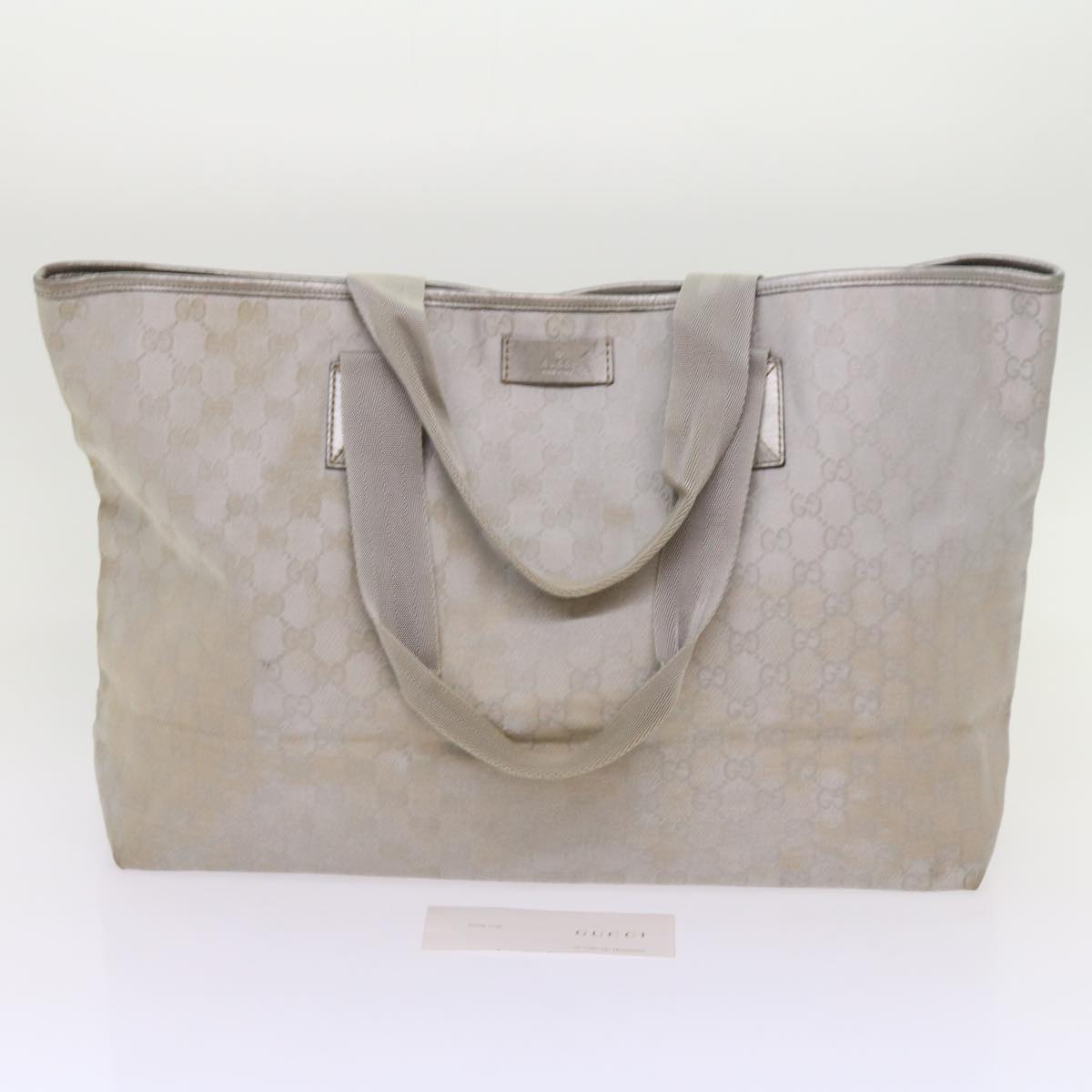 GUCCI GG Canvas Tote Bag Outlet Silver 267474 Auth 69367