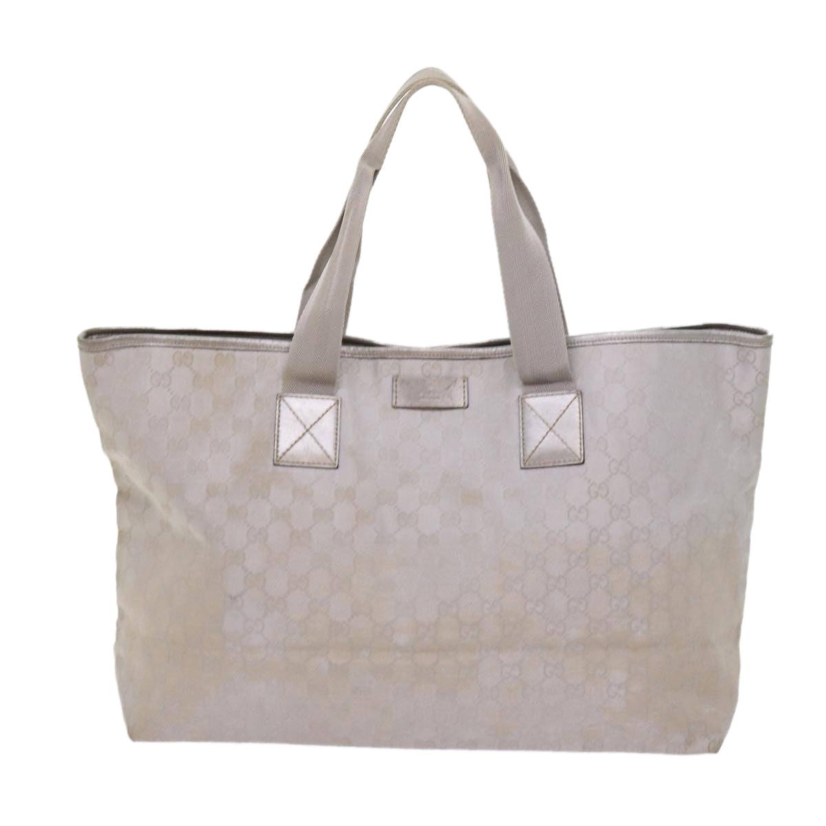 GUCCI GG Canvas Tote Bag Outlet Silver 267474 Auth 69367