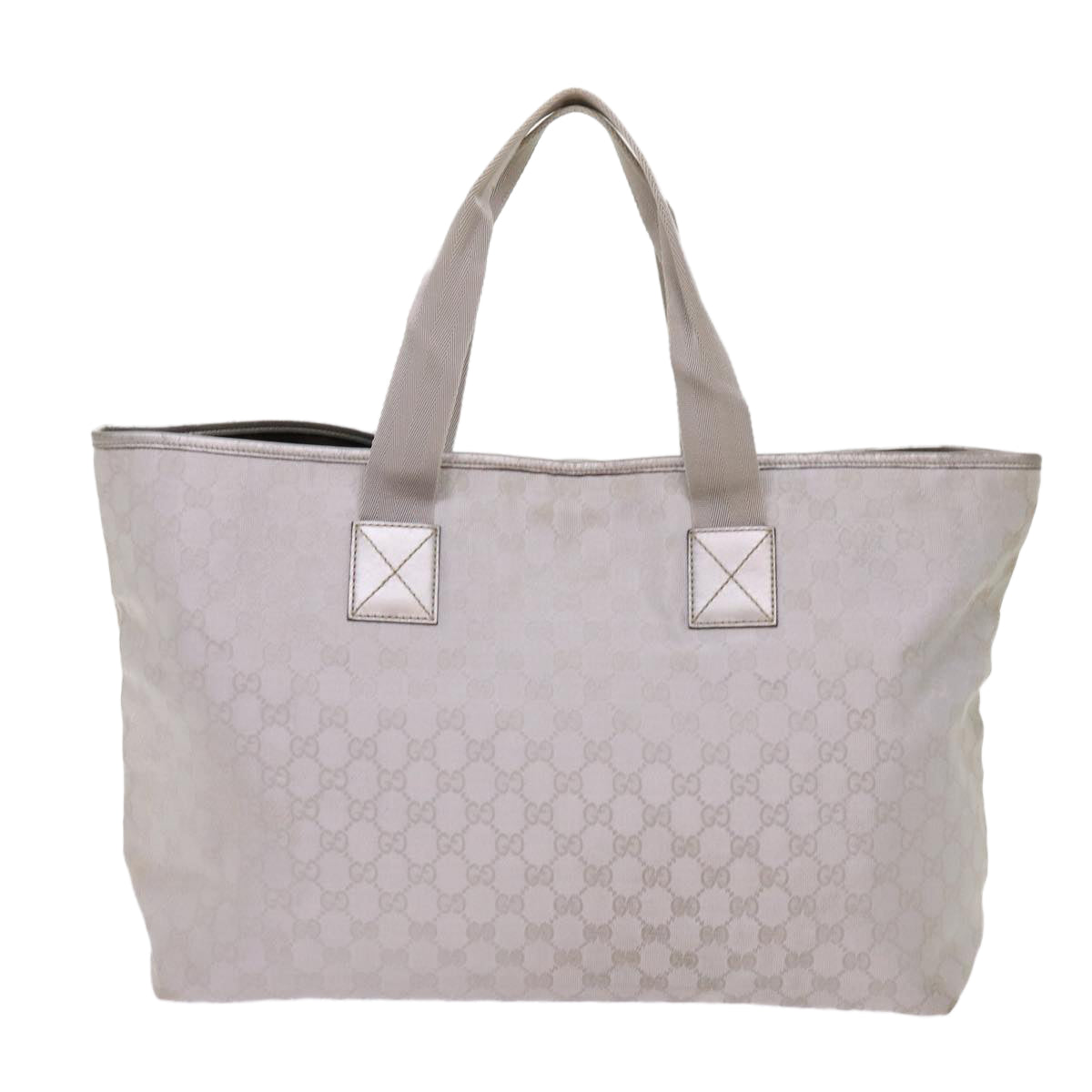 GUCCI GG Canvas Tote Bag Outlet Silver 267474 Auth 69367