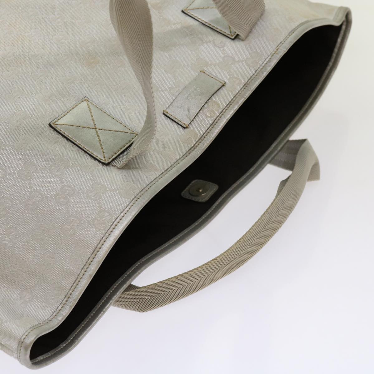 GUCCI GG Canvas Tote Bag Outlet Silver 267474 Auth 69367