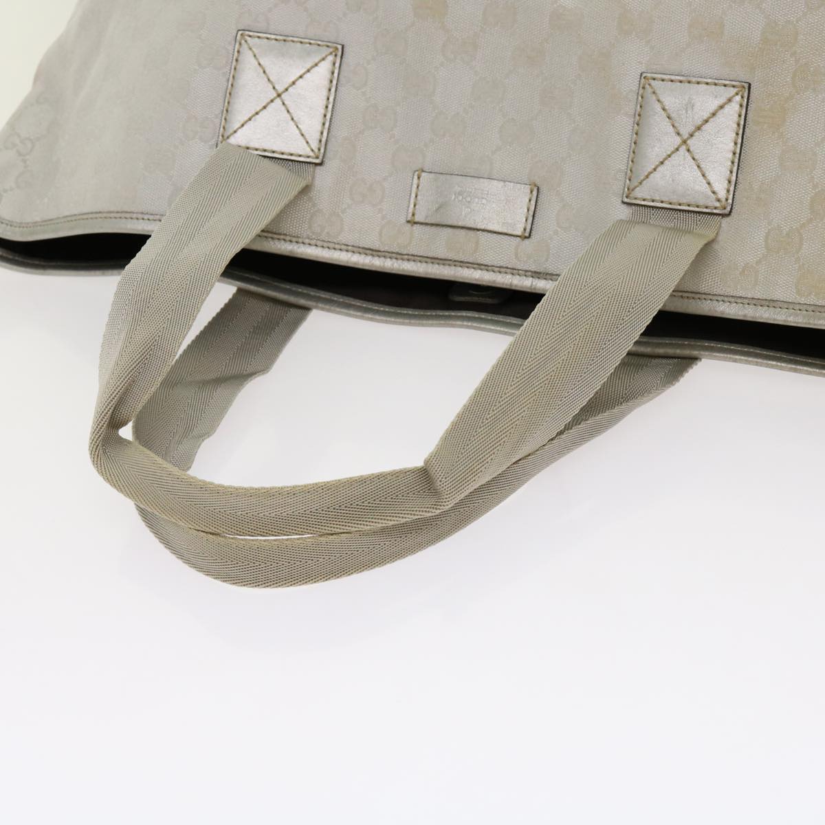 GUCCI GG Canvas Tote Bag Outlet Silver 267474 Auth 69367