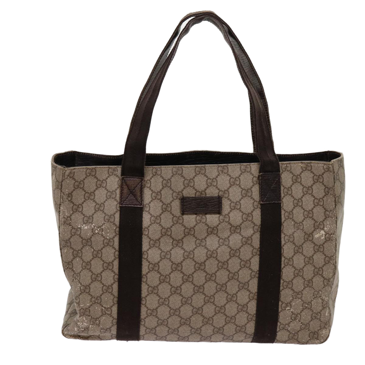 GUCCI GG Supreme Tote Bag PVC Beige 141624 Auth 69369