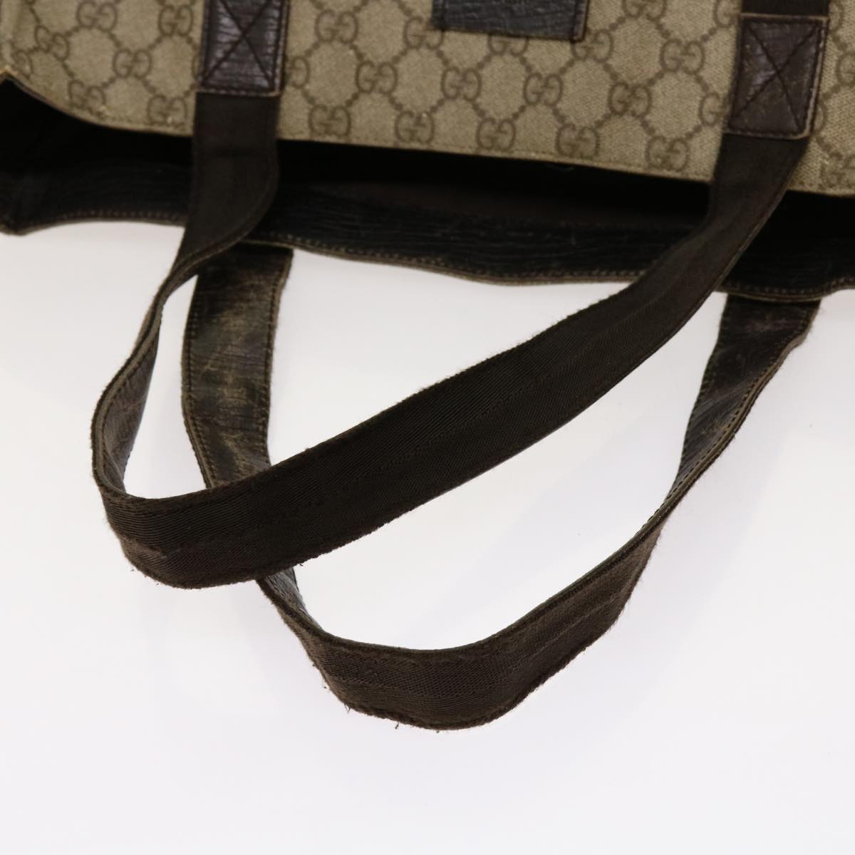 GUCCI GG Supreme Tote Bag PVC Beige 141624 Auth 69369