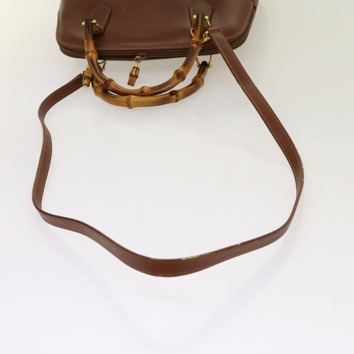 GUCCI Bamboo Hand Bag Leather 2way Brown 000 2865 0290 Auth 69410