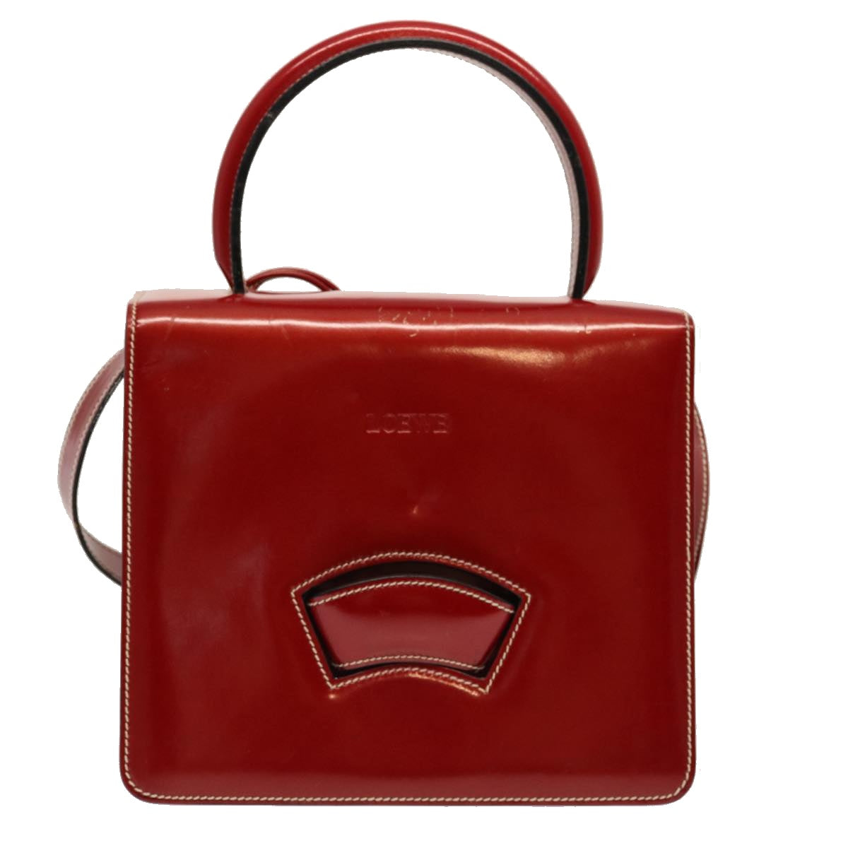 LOEWE Hand Bag Patent leather 2way Red Auth 69418