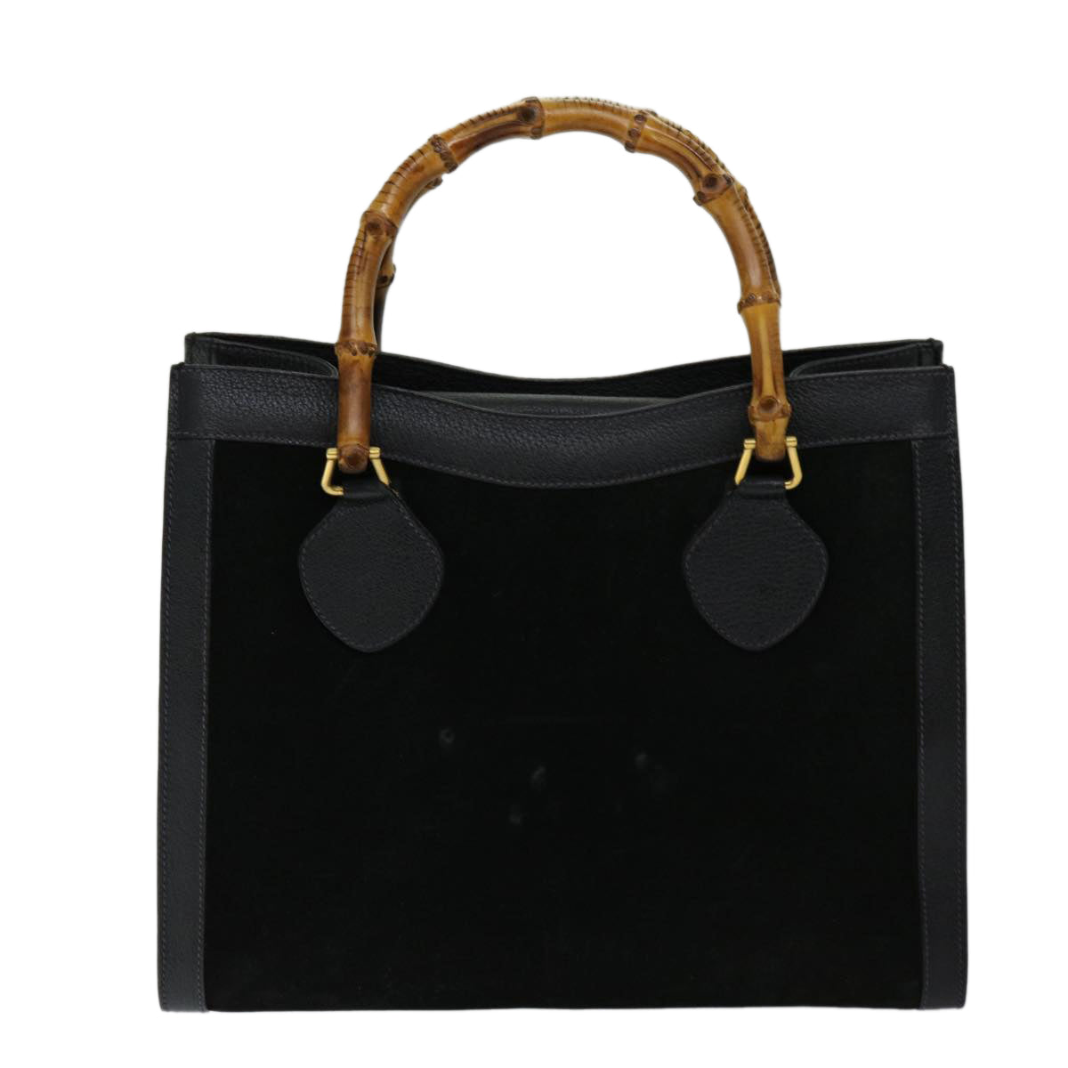 GUCCI Bamboo Tote Bag Suede Black 002 1095 0260 Auth 69422