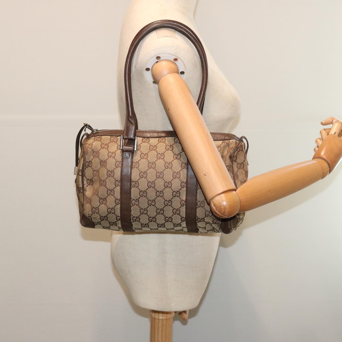 GUCCI GG Canvas Hand Bag Beige 30458 Auth 69453