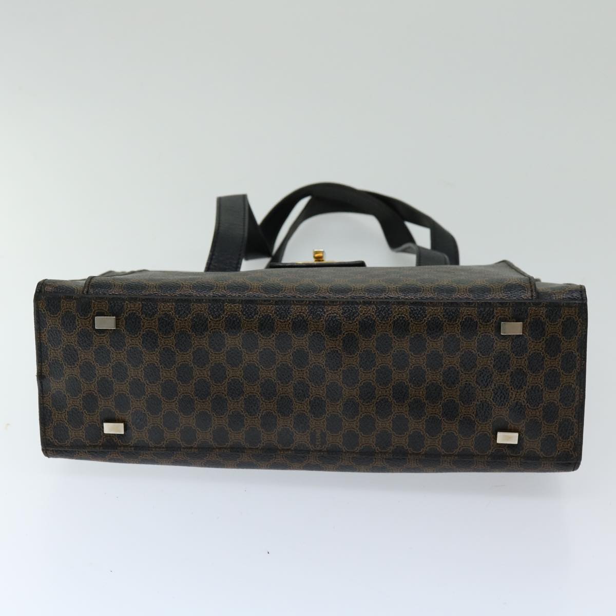 CELINE Macadam Canvas Hand Bag PVC Black Auth 69608