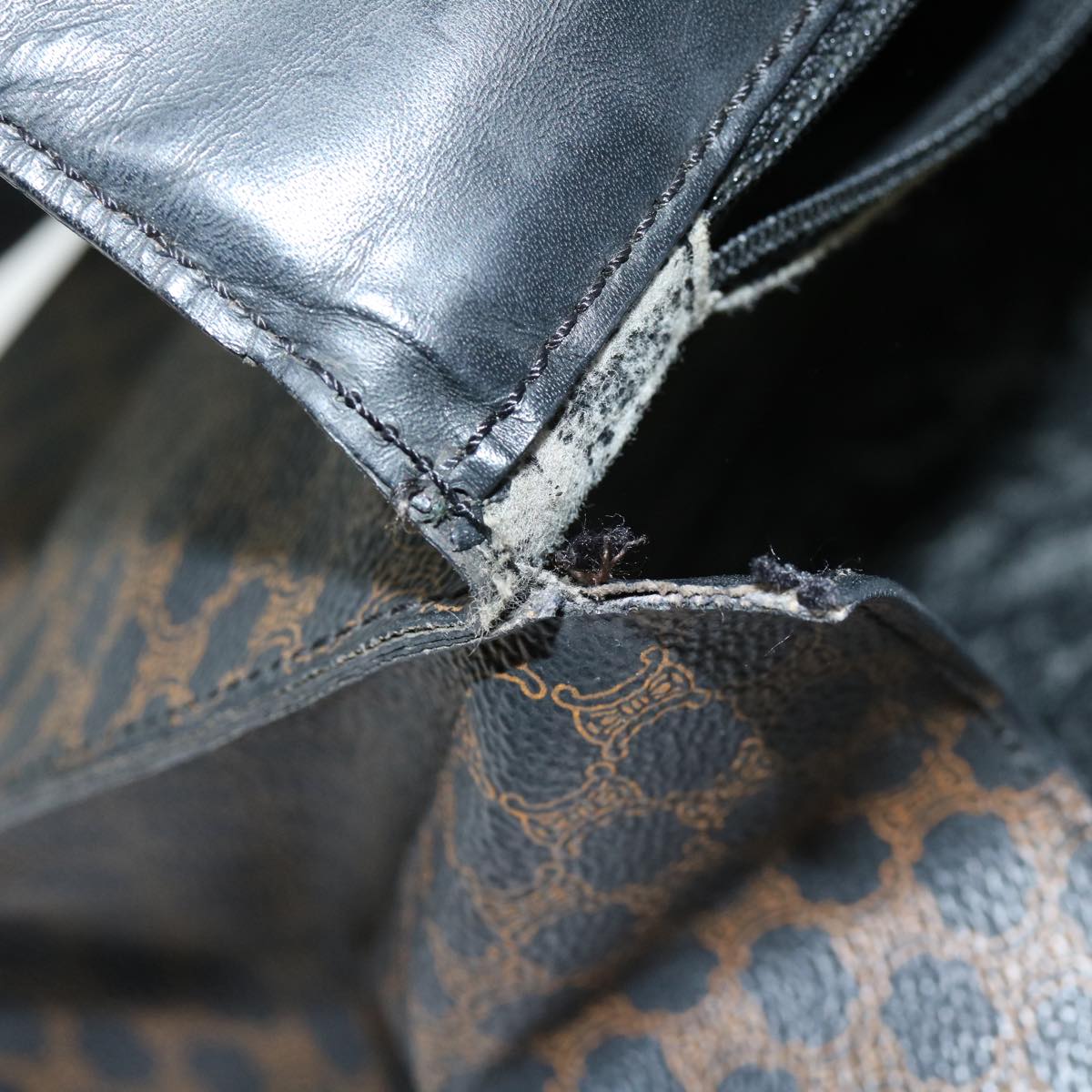 CELINE Macadam Canvas Hand Bag PVC Black Auth 69608