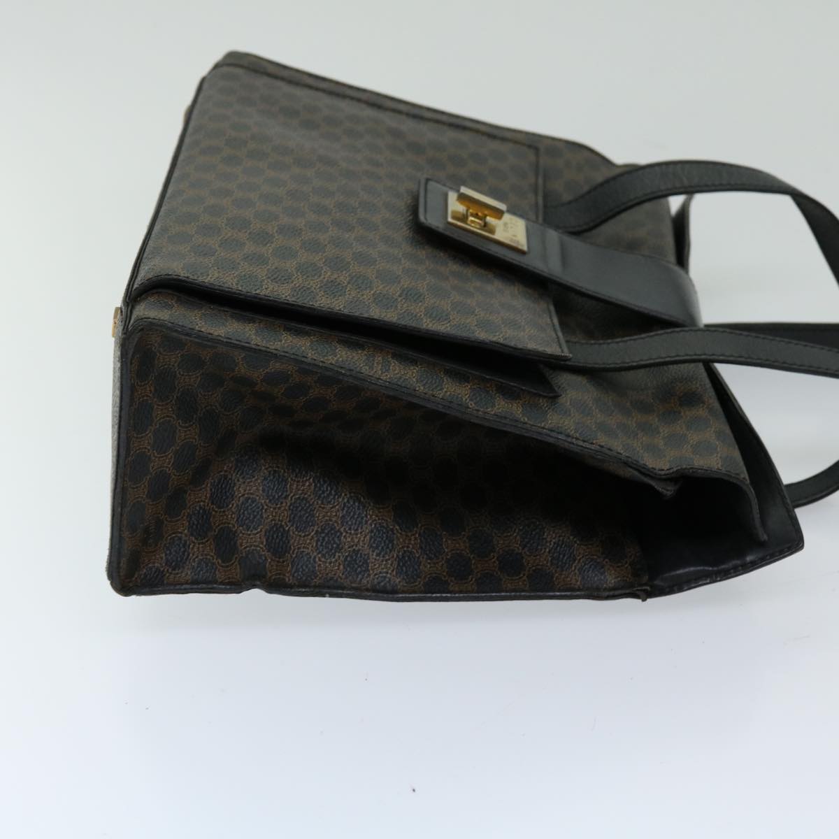 CELINE Macadam Canvas Hand Bag PVC Black Auth 69608