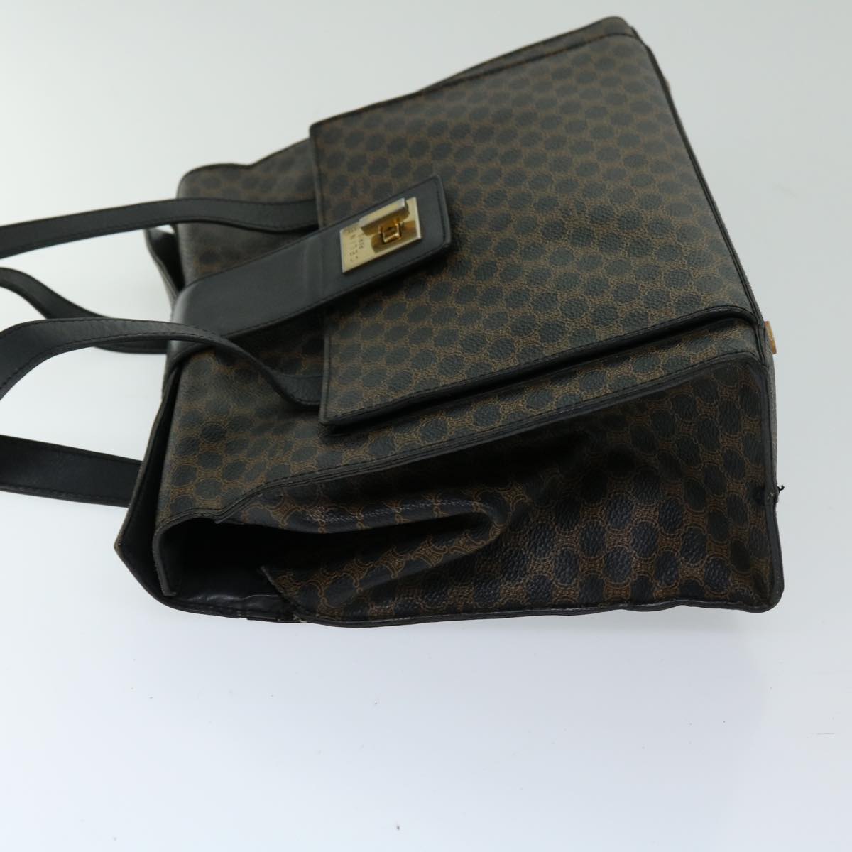CELINE Macadam Canvas Hand Bag PVC Black Auth 69608