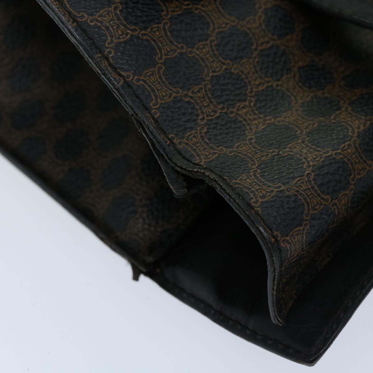 CELINE Macadam Canvas Hand Bag PVC Black Auth 69608