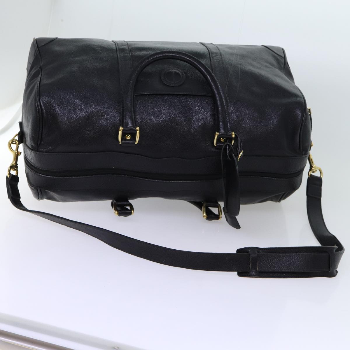 GUCCI Boston Bag Leather 2way Black 012 123 3604 Auth 69637