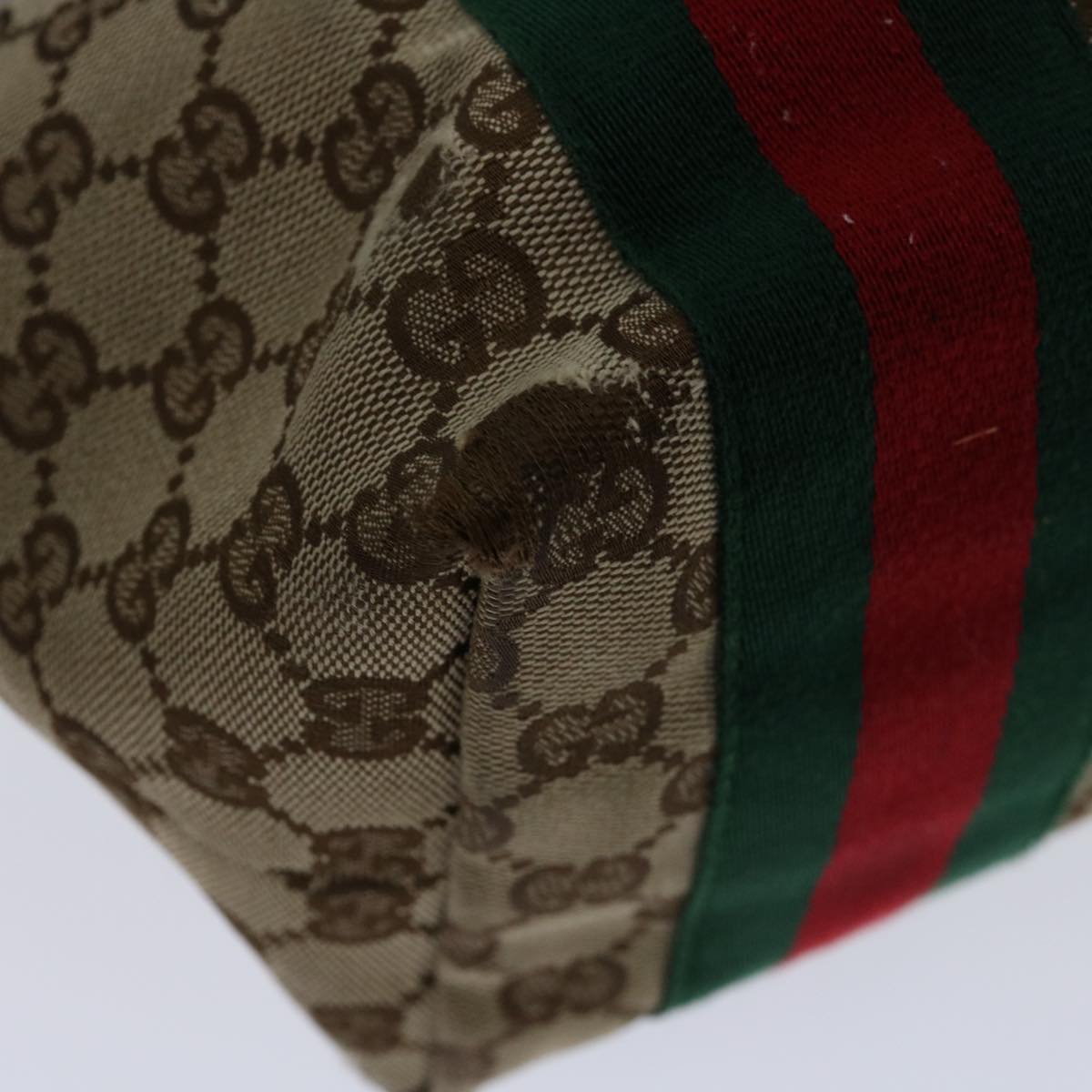 GUCCI GG Canvas Web Sherry Line Tote Bag Beige Red Green 211971 Auth 69638