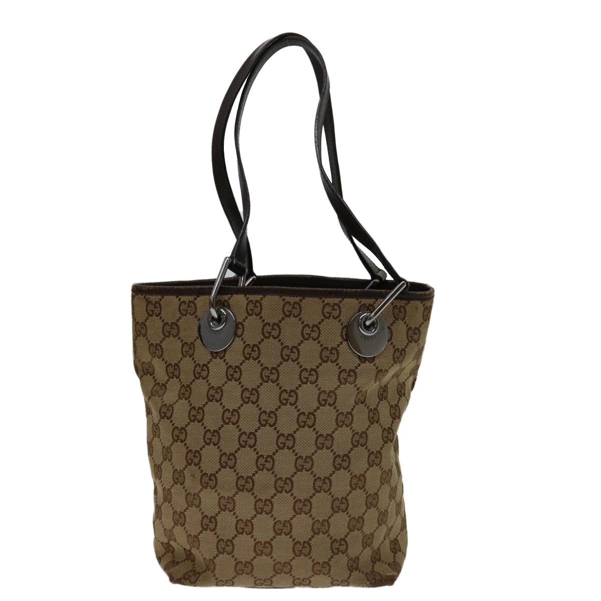 GUCCI GG Canvas Hand Bag Beige 120840 Auth 69639