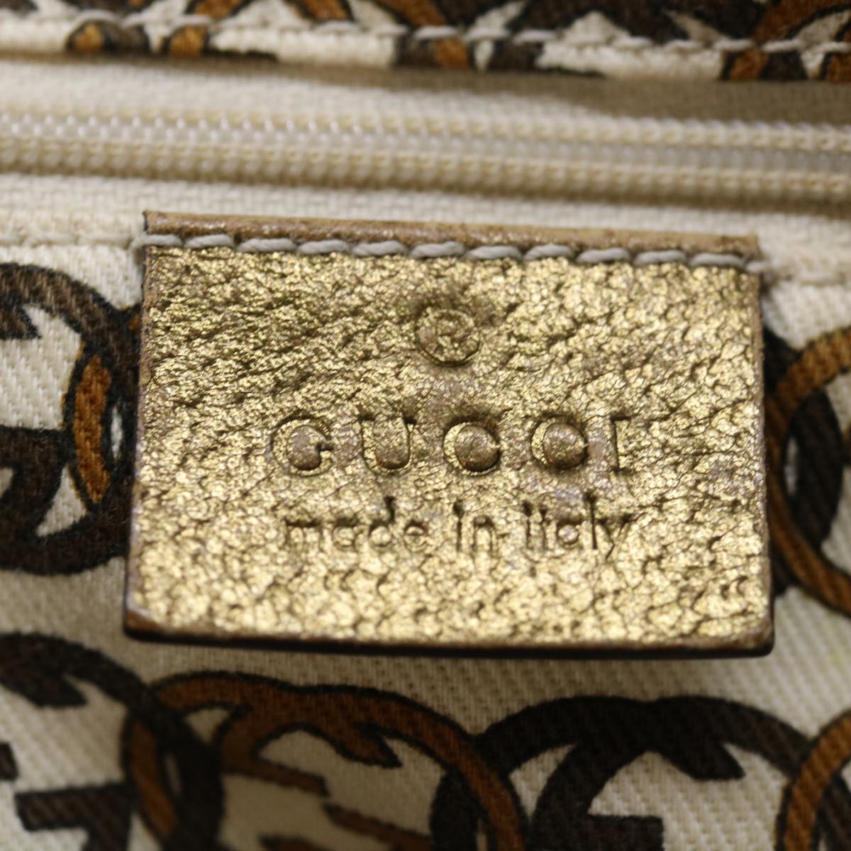 GUCCI GG Canvas Tote Bag Beige Gold 163805 Auth 69641