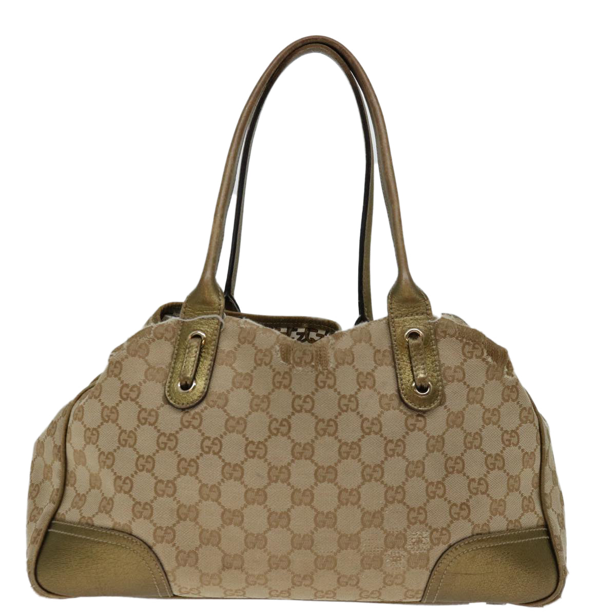 GUCCI GG Canvas Tote Bag Beige Gold 163805 Auth 69641