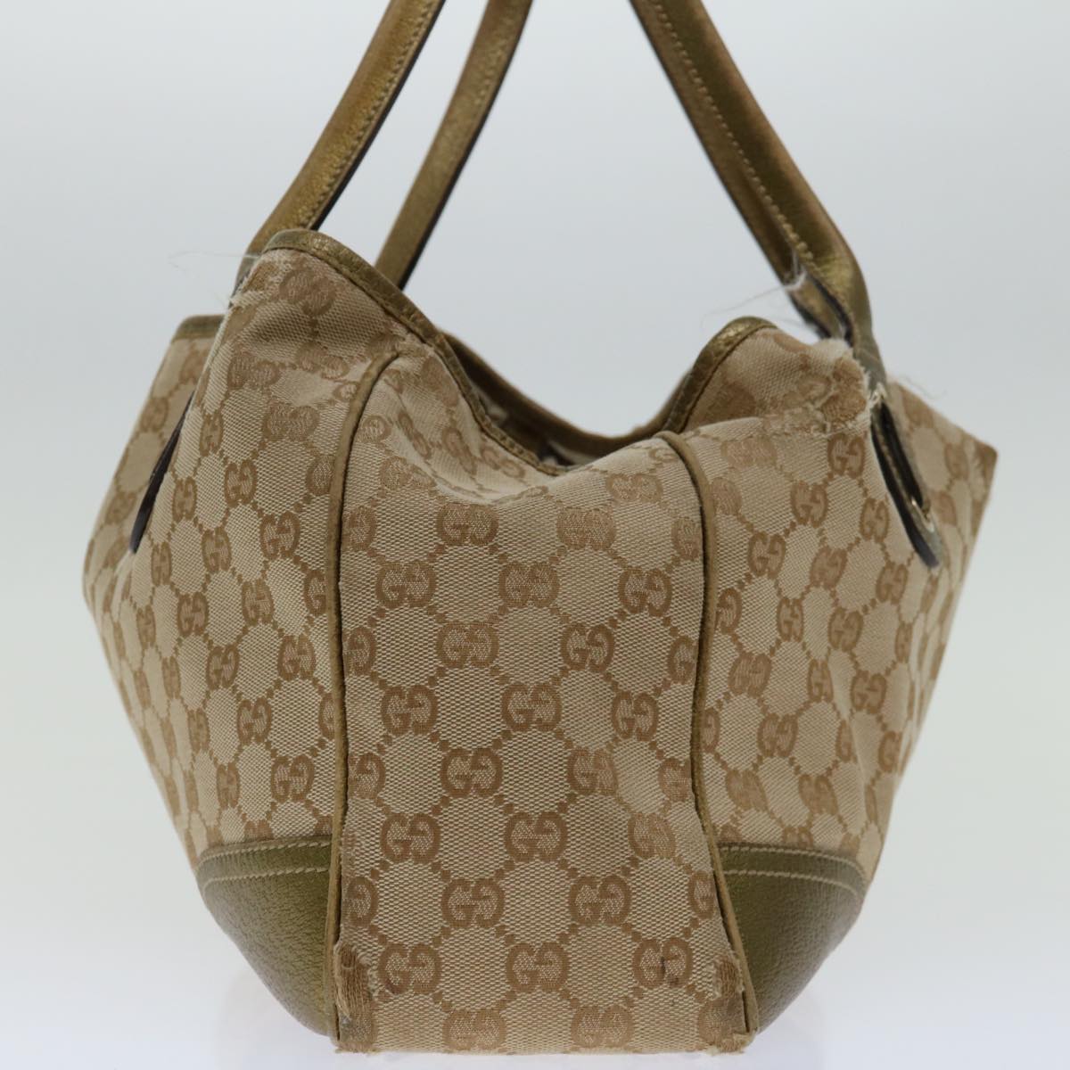 GUCCI GG Canvas Tote Bag Beige Gold 163805 Auth 69641