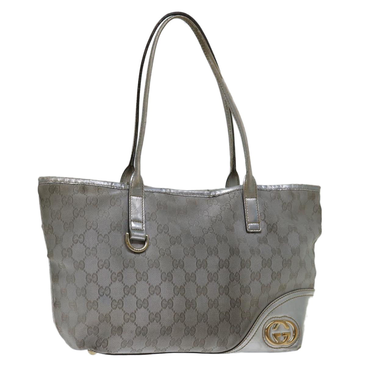 GUCCI GG Canvas Tote Bag Silver 169946 Auth 69643