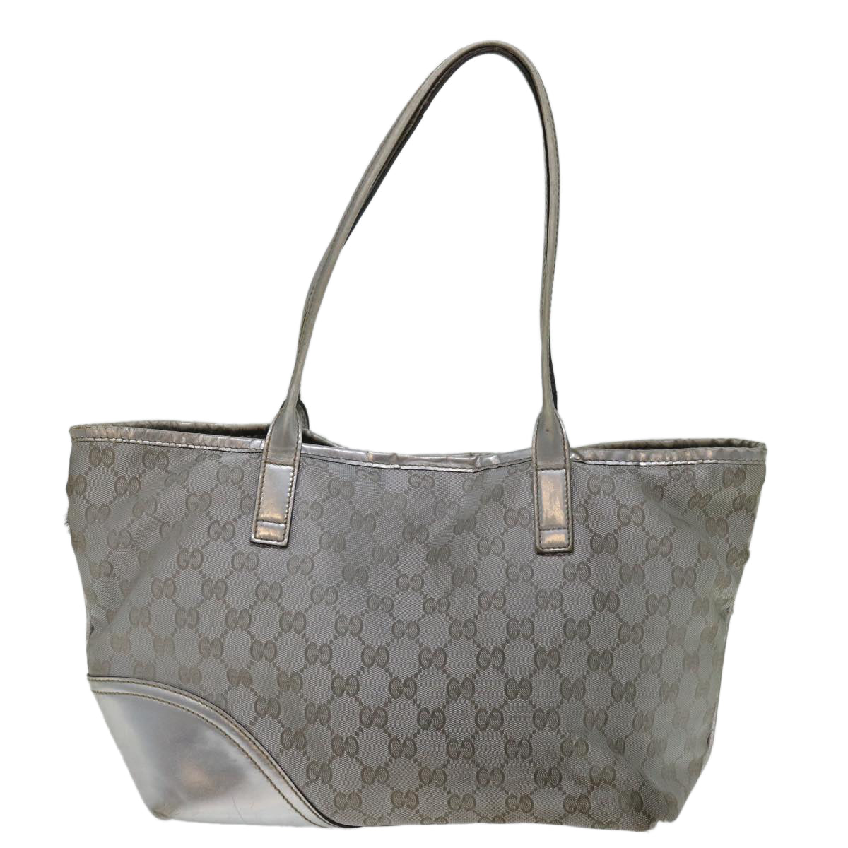 GUCCI GG Canvas Tote Bag Silver 169946 Auth 69643