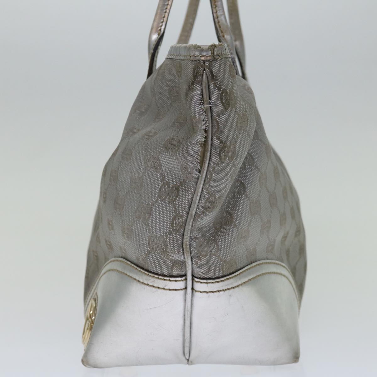 GUCCI GG Canvas Tote Bag Silver 169946 Auth 69643