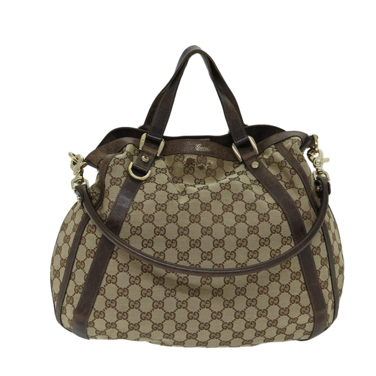 GUCCI GG Canvas Shoulder Bag 2way Beige 130734 Auth 69645